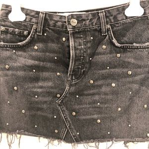 Reformation black denim mini skirt